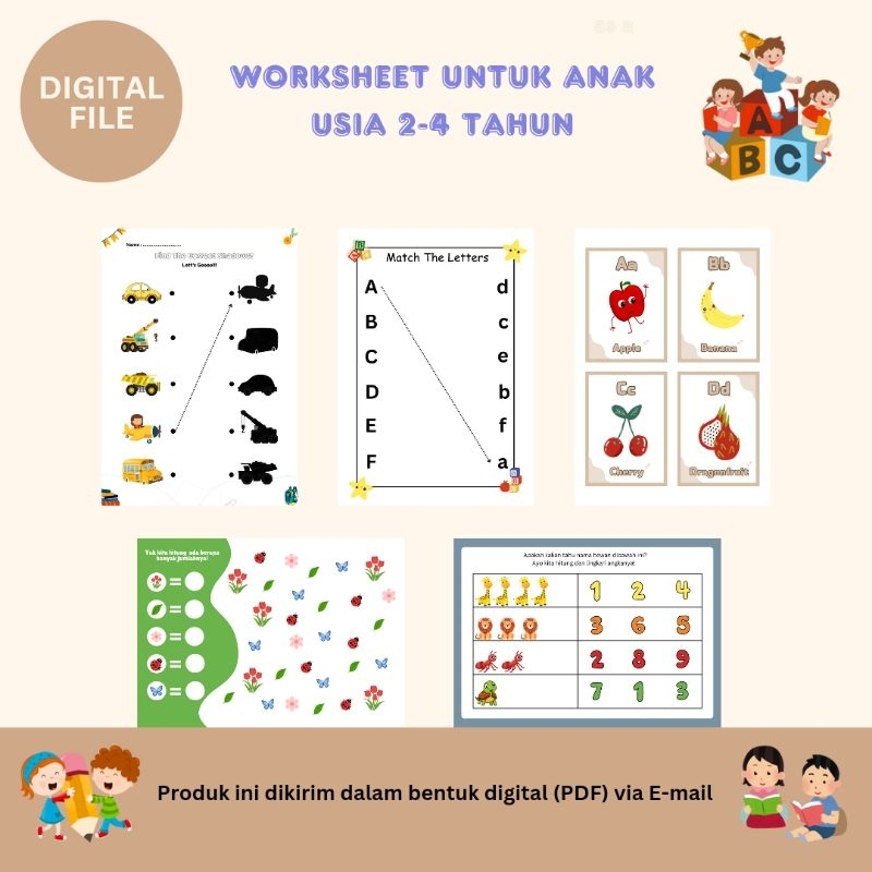 PDF Printable/Worksheet Anak Prasekolah Untuk Usia 2-4 Tahun