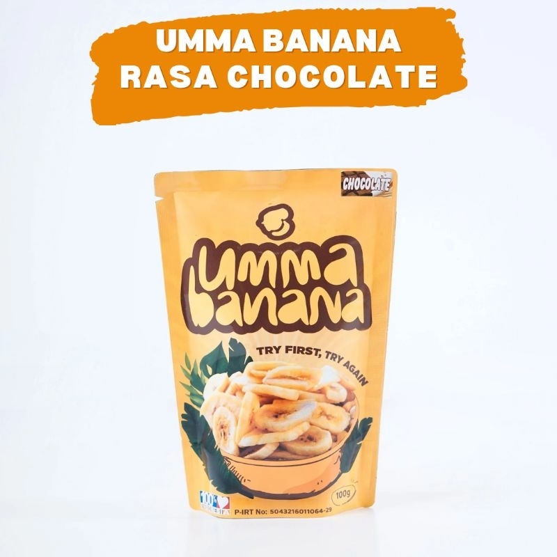 

Keripik pisang rasa cokelat (umma banana)