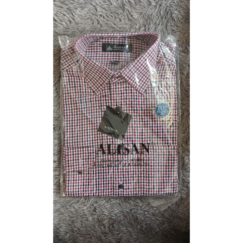 Kemeja Alisan Motif Kotak Lengan Panjang - 100% Original