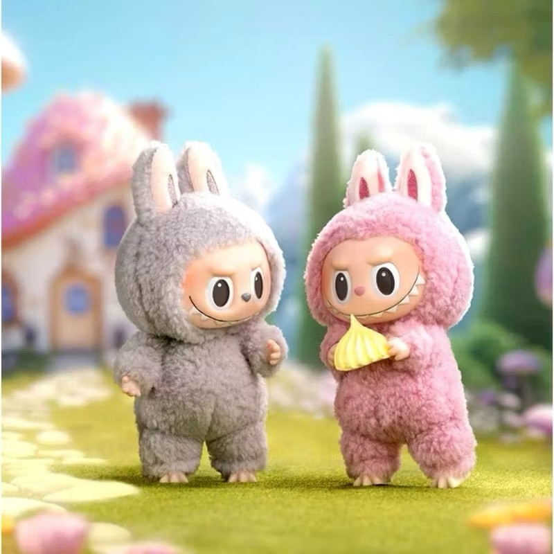 BONEKA VIRAL PREMIUM LABUBUU MACARON MONSTER RABBIT KELINCI DOLL BULU BESAR JUMBO PINK COKLAT CREAM 