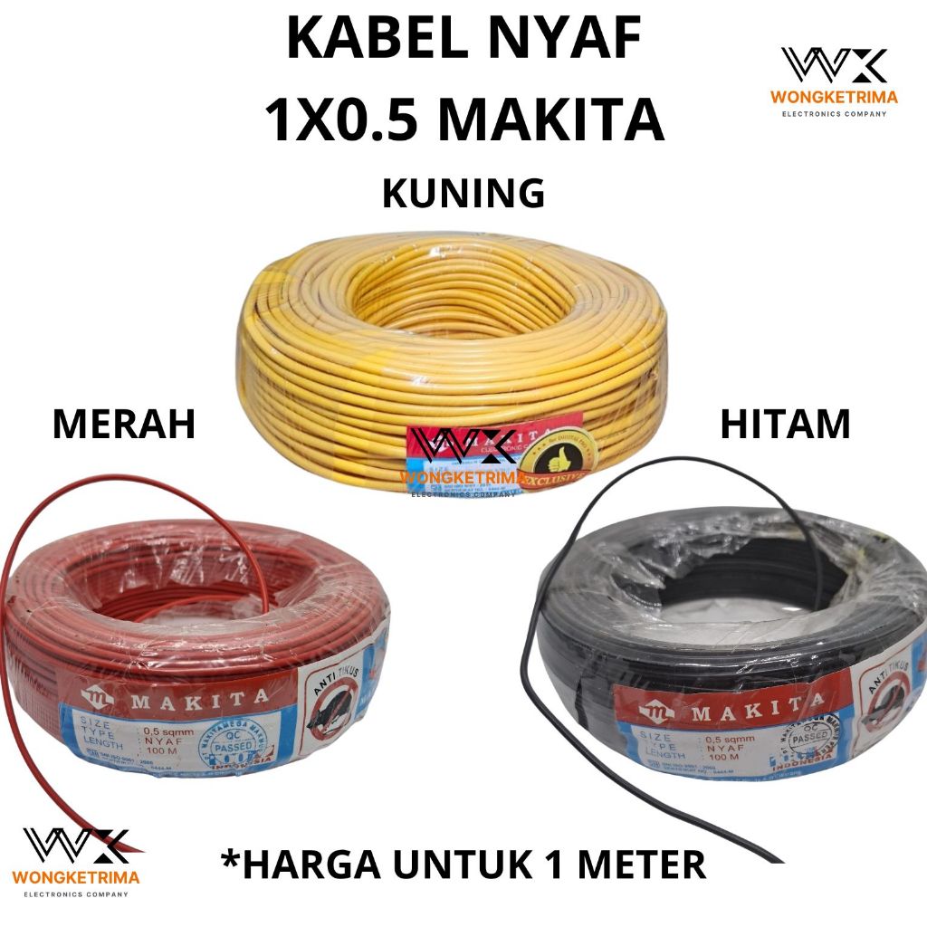 Kabel serabut tunggal 1x0,5 bahan tembaga mudah disolder harga permeter