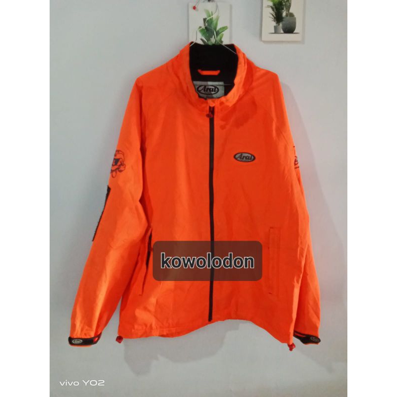 jaket racing vintage arai helmet original warna orange