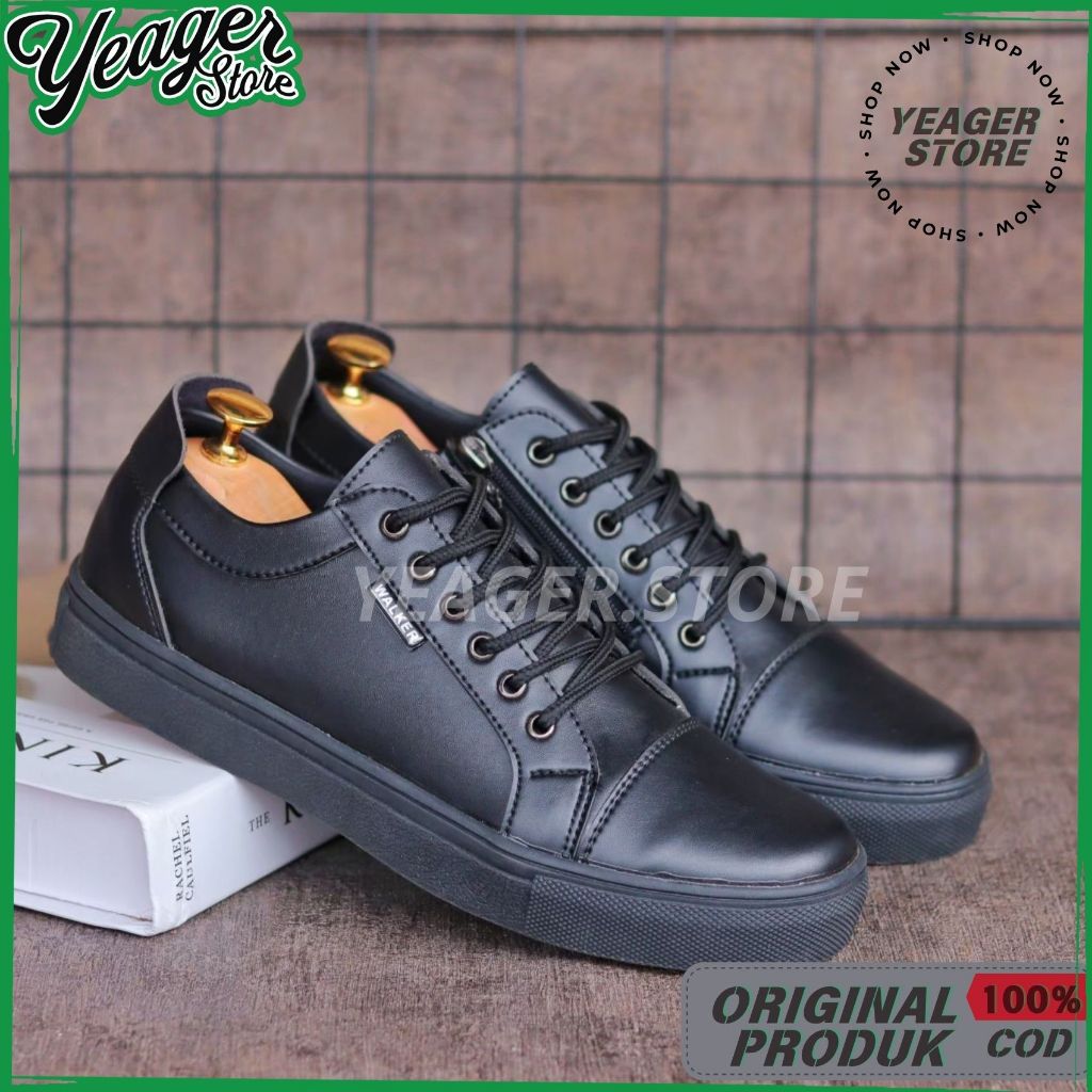 YEAGER - PRD Full Black Series Sepatu Sneakers Casual Pria Formal