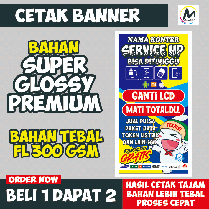 Banner Konter Spanduk Servis - Ukuran 50x100