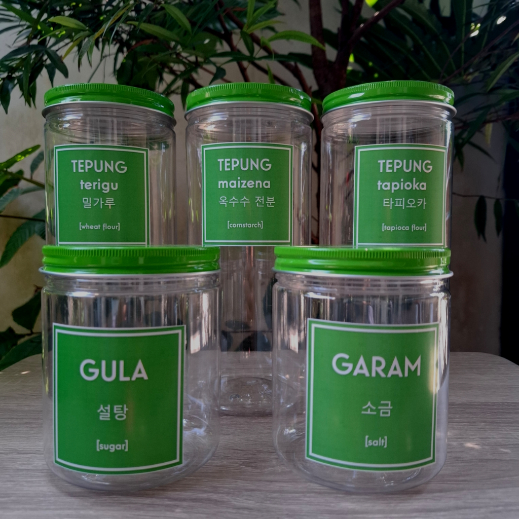 Toples Bumbu Dapur Warna Hijau Daun Tutup Alumunium Gratis Stiker Anti Air