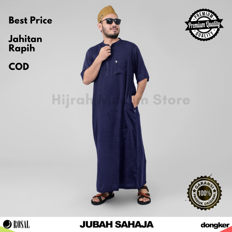 Jubah Pria Dewasa Gamis Pria ROSAL Jubah Sahaja Big Size M - XXXL Jubah Gamis Jumbo Putih Baju Gamis