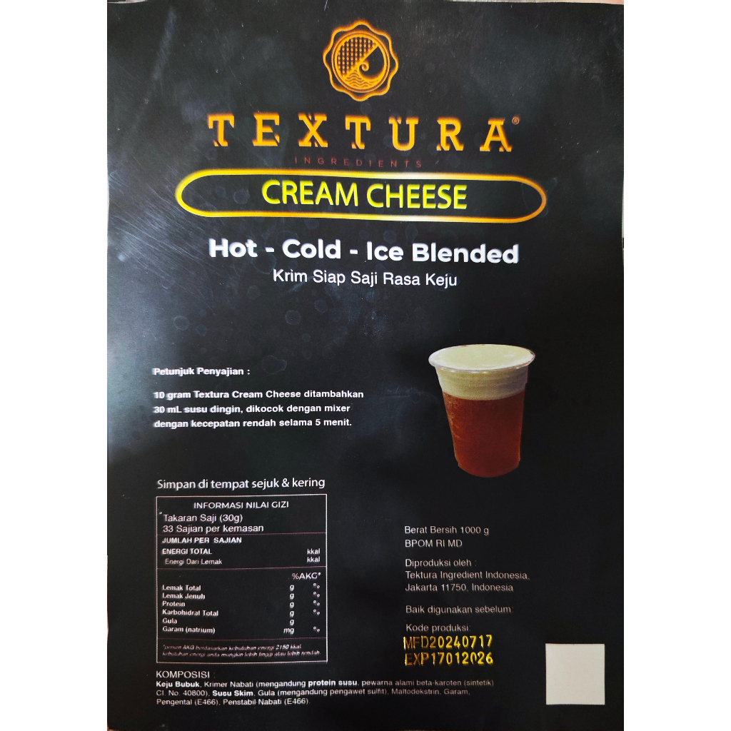 

Textura Drink Powder Cream Cheese 1000gram