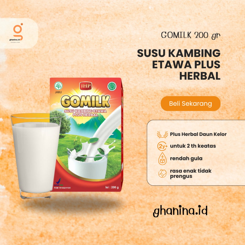 

Susu Kambing Etawa Bubuk GOMILK Untuk Anak solusi BB Booster, Penambah Nafsu Makan,Imun Booster