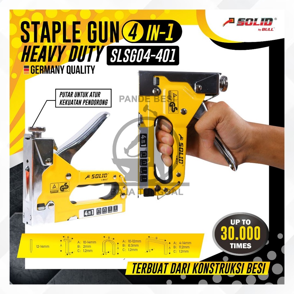 

Staples Tembak Premium Original / Staples Gun Tacker 4 in 1 Heavy Duty SOLID BULL SLSG04-401