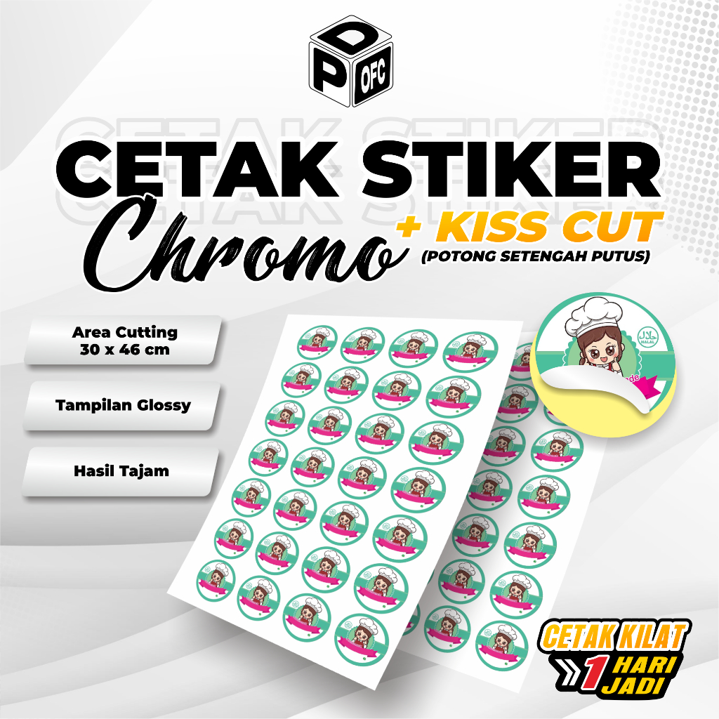 

CETAK STIKER A3+ CROMO KISS CUT | STIKER CUTTING SETENGAH PUTUS | STIKER LABEL MURAH