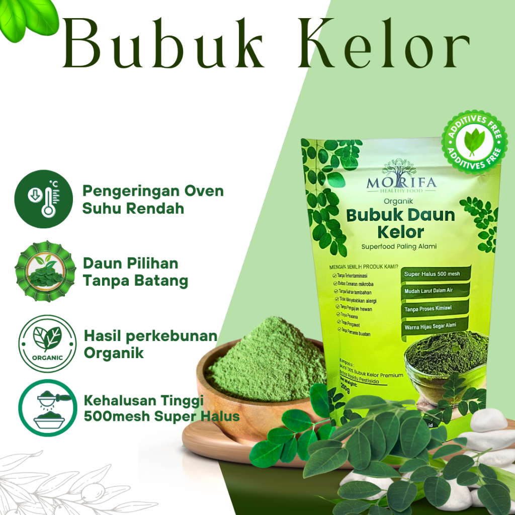 

Obat Herbal serbuk Daun Kelor Bubuk Original 100% Moringa Powder Premium Pengeringan Oven