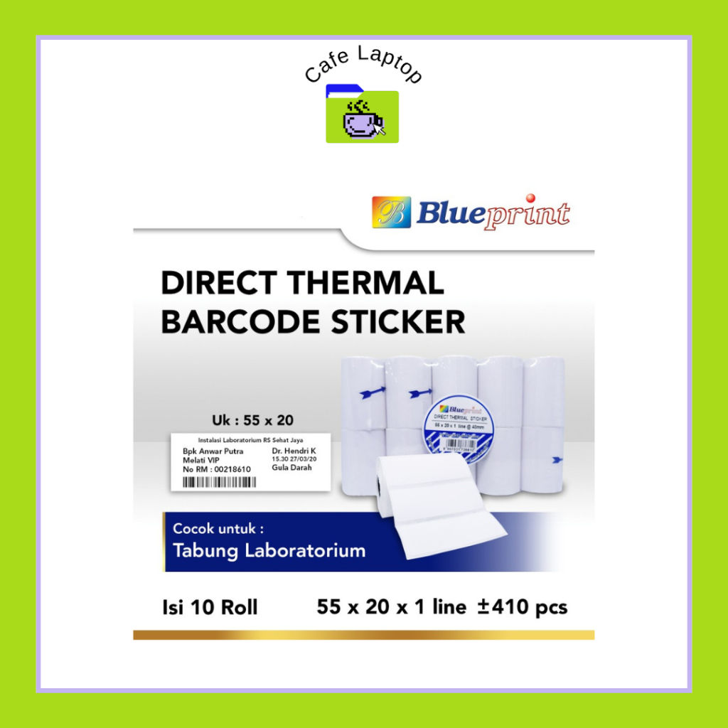 

Direct Thermal Sticker / Label Stiker BLUEPRINT 55x20x1 Isi 1 Roll