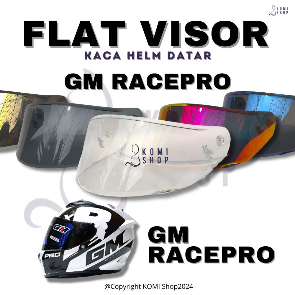 Kaca Helm GM RACEPRO Flat Visor Handarb Full Face Kaca Helm Datar Handarb GM RACEPRO