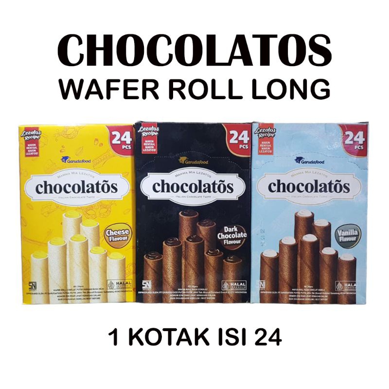 

Chocolatos Wafer Stick Roll Panjang 16grX24pcs | Chocolatos Stick Roll 1000| Chocolatos Wafer Stick Roll Box | Chocolatos Box