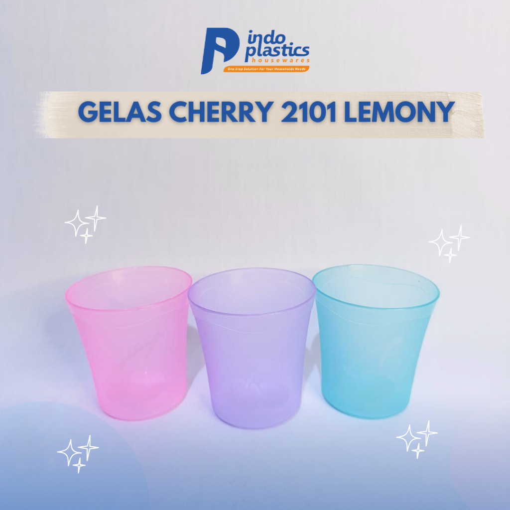 Gelas/Tempat Minum Cherry 2101 Lemony/Gelas Plastik Kecil Mini Serbaguna/Souvenir Ulang Tahun