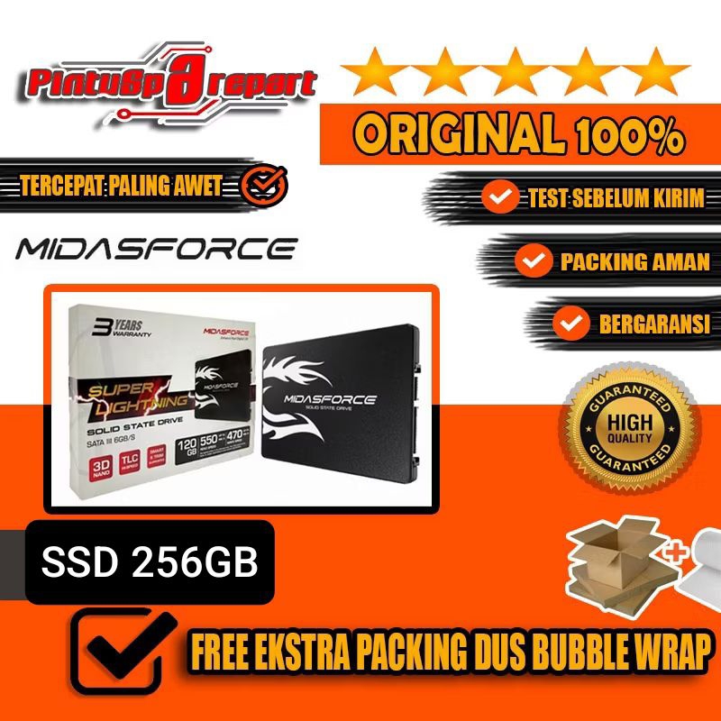SSD 256GB Midasforce SATA III ORIGINAL RESMI 2,5INC