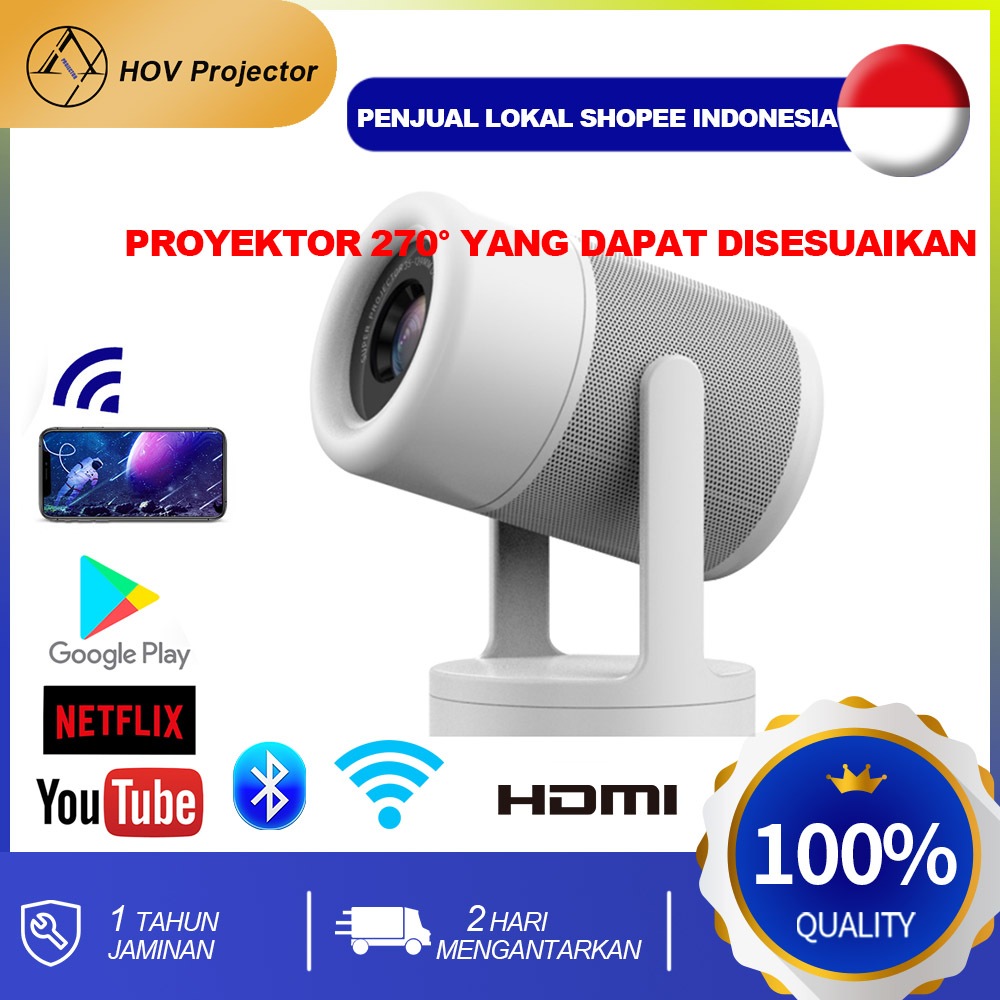 VIUIO J1 Portable Proyektor with 360° Free Angle Projector 150" Large Screen HD1280*720P 250ANSI for