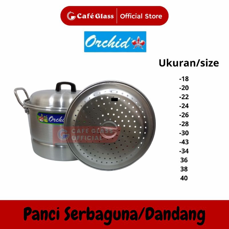 PANCI KUKUS KUALITAS PREMIUM | DANDANG NASI LEBAR + KUKUS + TUTUP ORCHID | ALUMINIUM STEAMER KECIL B