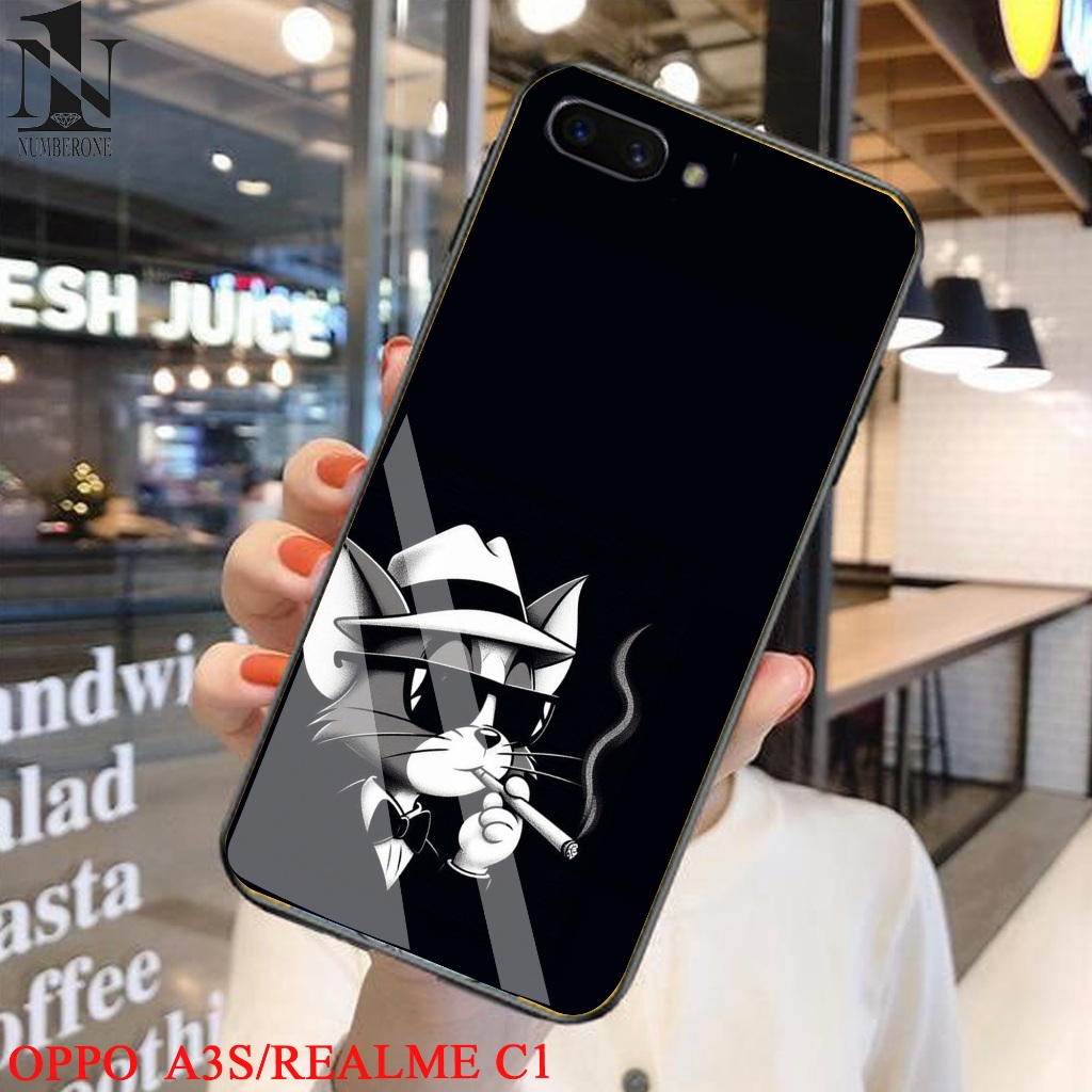 Case Oppo A3s/realme c1  [BLACK] Aneka casing, case, kondom hp, custom case, case aesthetic case mur