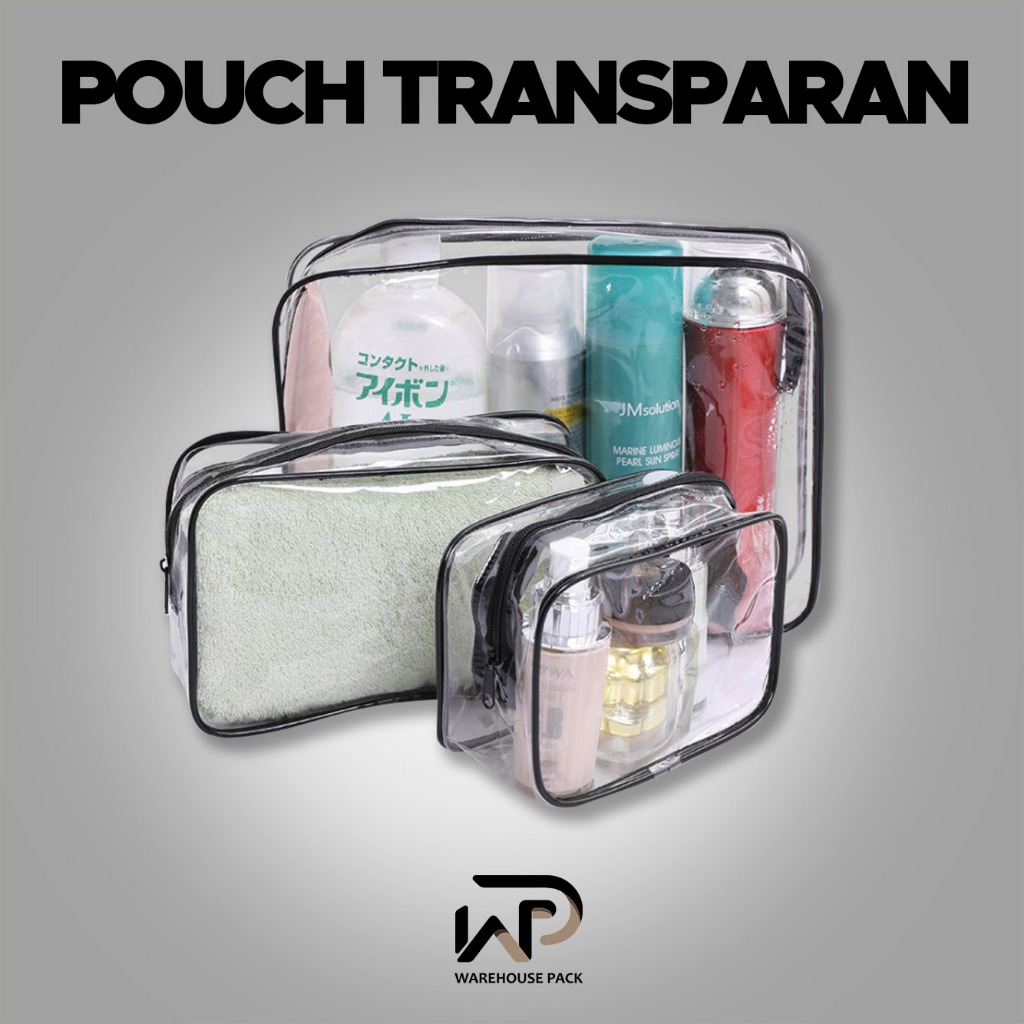 Tas Pouch Kosmetik | Travel Bag Make up | Pouch Travel Transparan Bening | Tas Pouch Kosmetik Polos