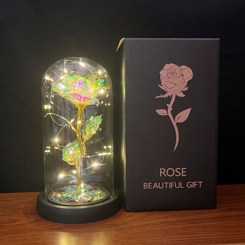 Flower Dome / Rose Glass Dome / Bunga Mawar Valentine With Led