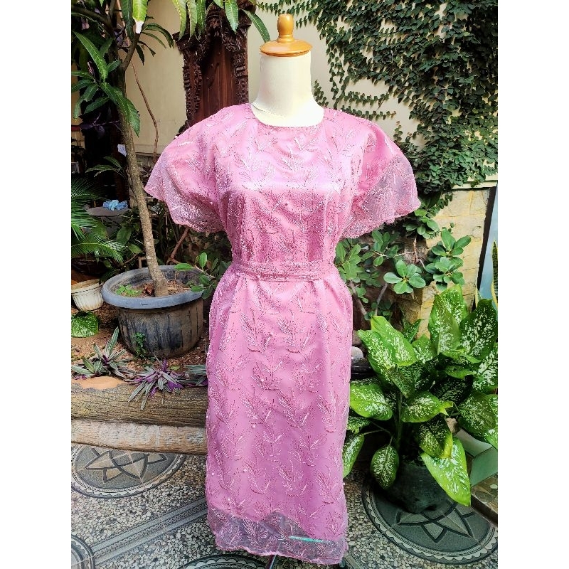 Dress furing tile motif,KODE:HDA-0334,Dres kondangan,Dres elegan wanita.
