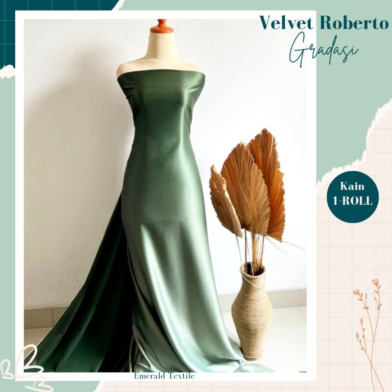 Grosir 1 Roll Kain Satin Gradasi Velvet Premium / Kain Satin Ombre Two Tune