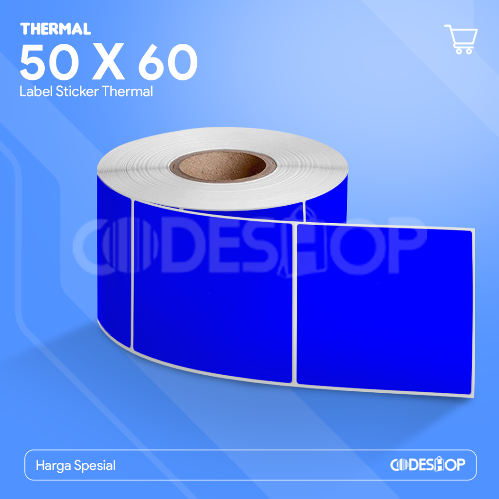 

Codeshop Label Thermal 50x60 mm 1 Line Biru Stiker Printer Barcode Isi 500 Pcs