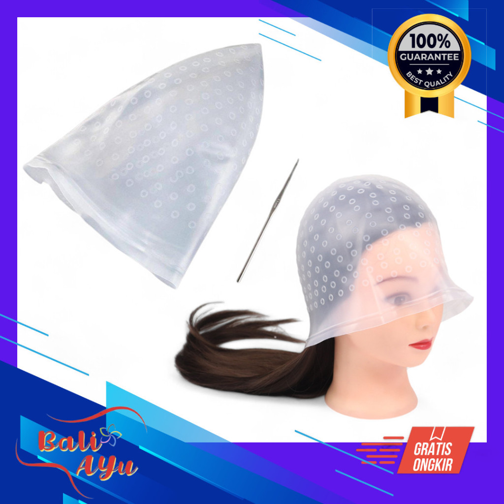 Topi highlight reuseable / highlight cap silicon / hi lite cap semir rambut barber salon