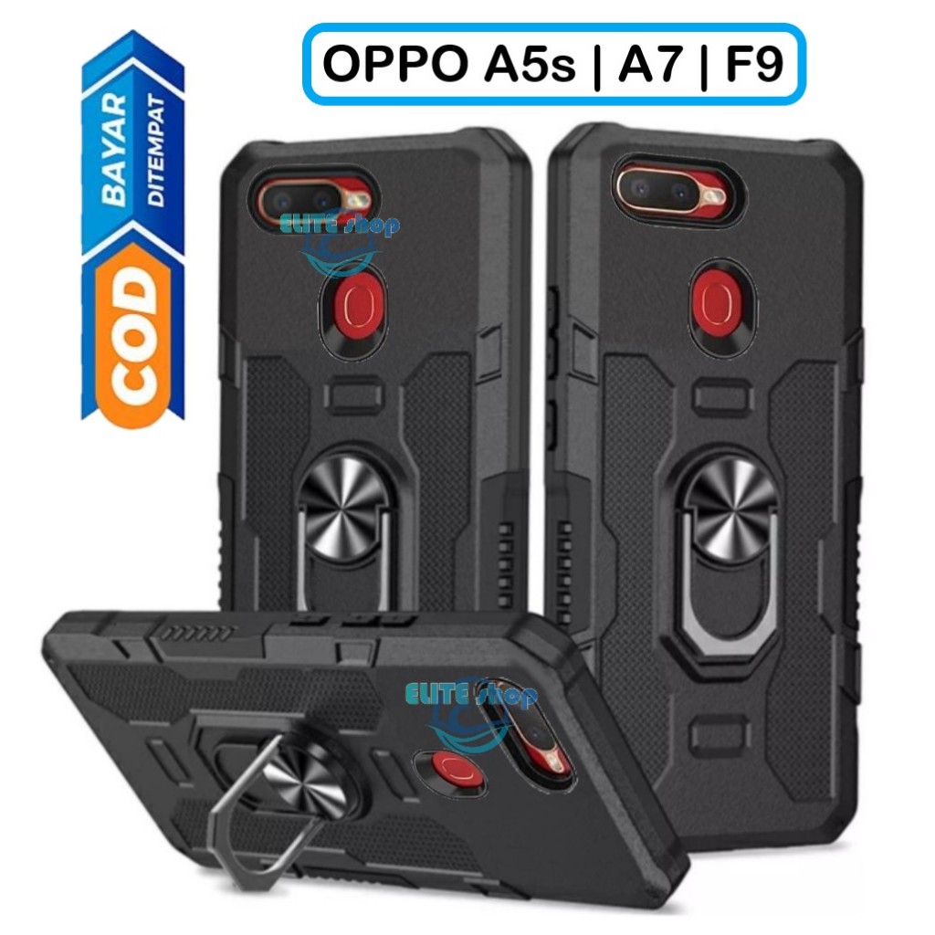 Casing OPPO A5S / A7 / F9 Hard Case Ring Armor Robot Case Kickstand Hybrid/Ring Holder casing robot