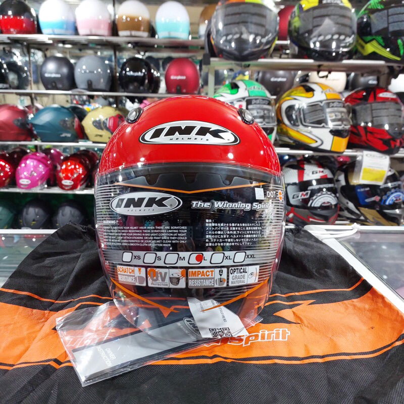 Helm Half Face INK Centro Warna Fire Red Glossy / Merah Api Glossy
