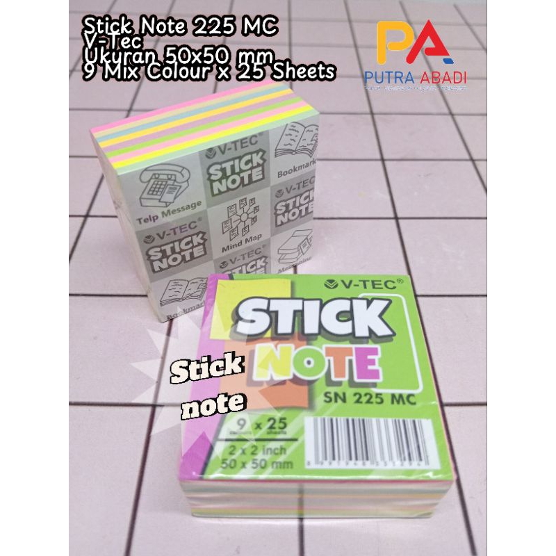 

PEMBATAS BUKU / STICK NOTE V-Tec Ukuran 76x51 FLAG 76x76 ARROW Neon Colour