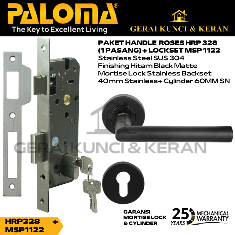 Set Handle Pintu Hitam dan Cylinder Kunci untuk Pintu Rumah