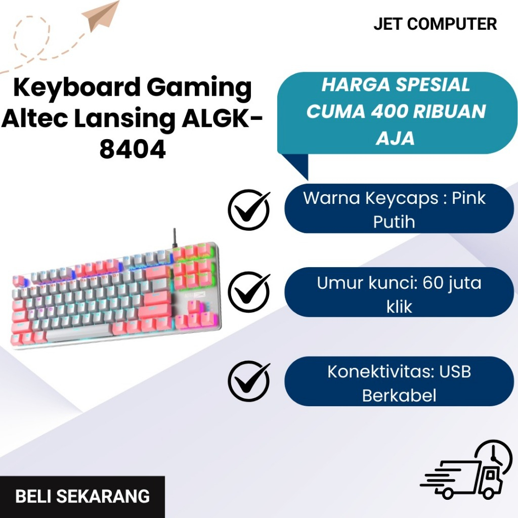 Keyboard Altec Lansing ALGK8404 White Pink Keyboard Gaming Mechanical RGB Backlit
