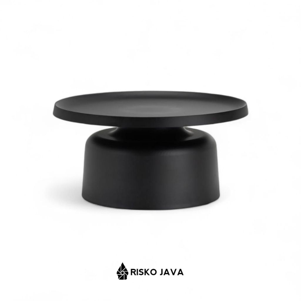 Meja Ruang Tamu Minimalis / Meja Kayu Jati Bulat / Coffe Table Natural Black | SMITH