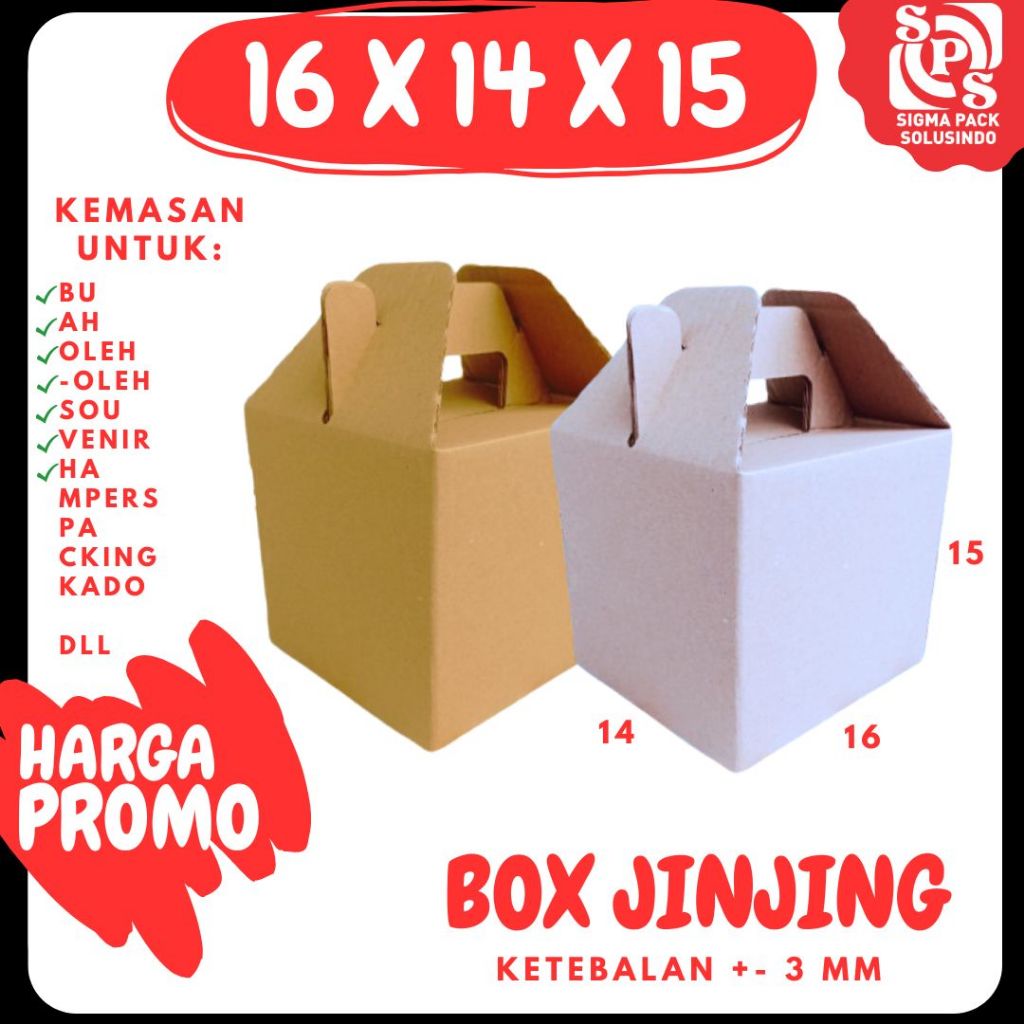 

Box Jinjing 16x14x15 Gable Box Kardus Packing Parcel/Lebaran/idul Fitri/Paket/sembako