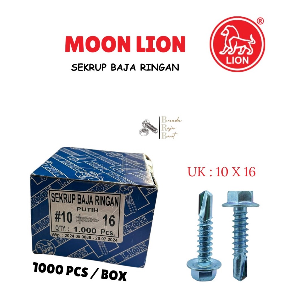 Baut Baja Ringan 10x16 1000 pcs Skrup Gypsum Sekrup Baja Ringan / Baut Baja Ringan Moon Lion 10x16 /