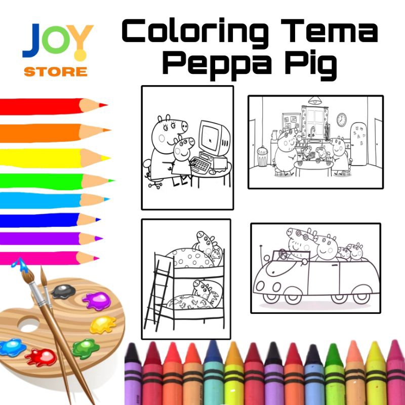 

Kertas Gambar Mewarnai untuk Anak Ukuran A4 dan A5 150 gsm - Coloring Paper Tema Peppa Pig Toko Joy Store
