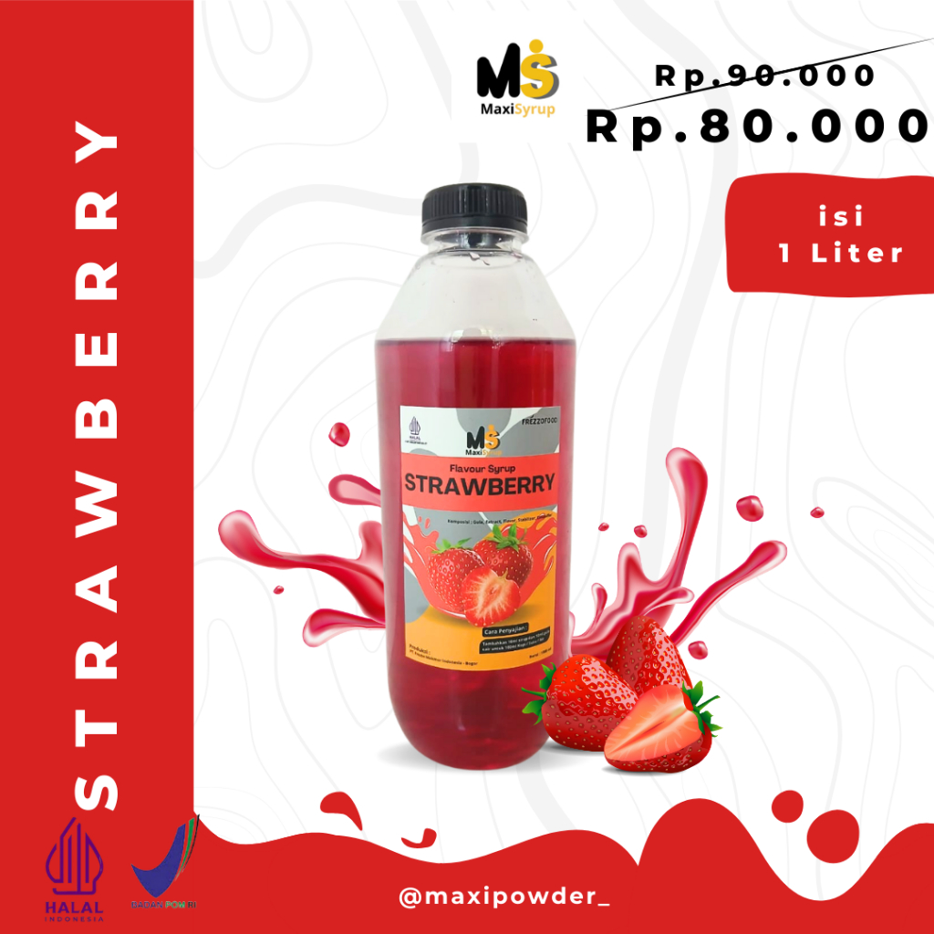 

Syrup Minuman Rasa Strawberry 1Liter / Sirup Strawberry Termurah / MaxiSyrup