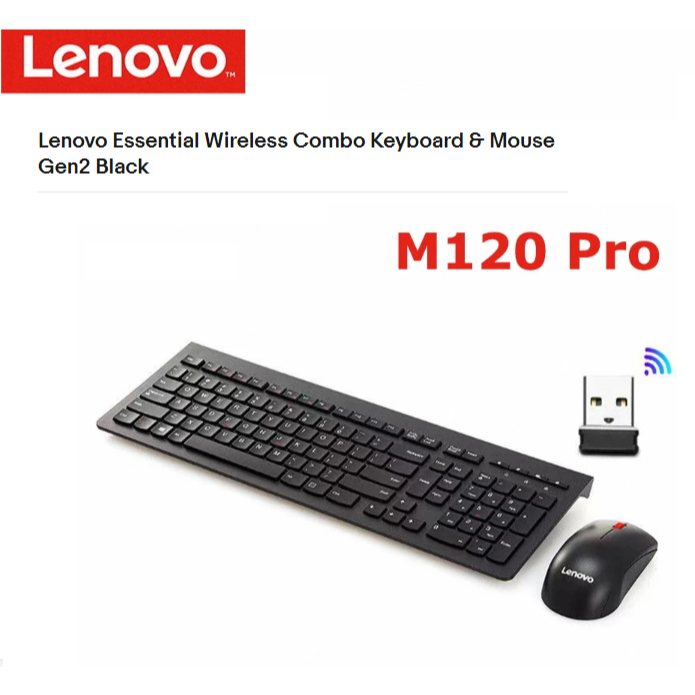 Keyboard & Mouse Lenovo Essential Wireless Combo Black M120 Pro Original