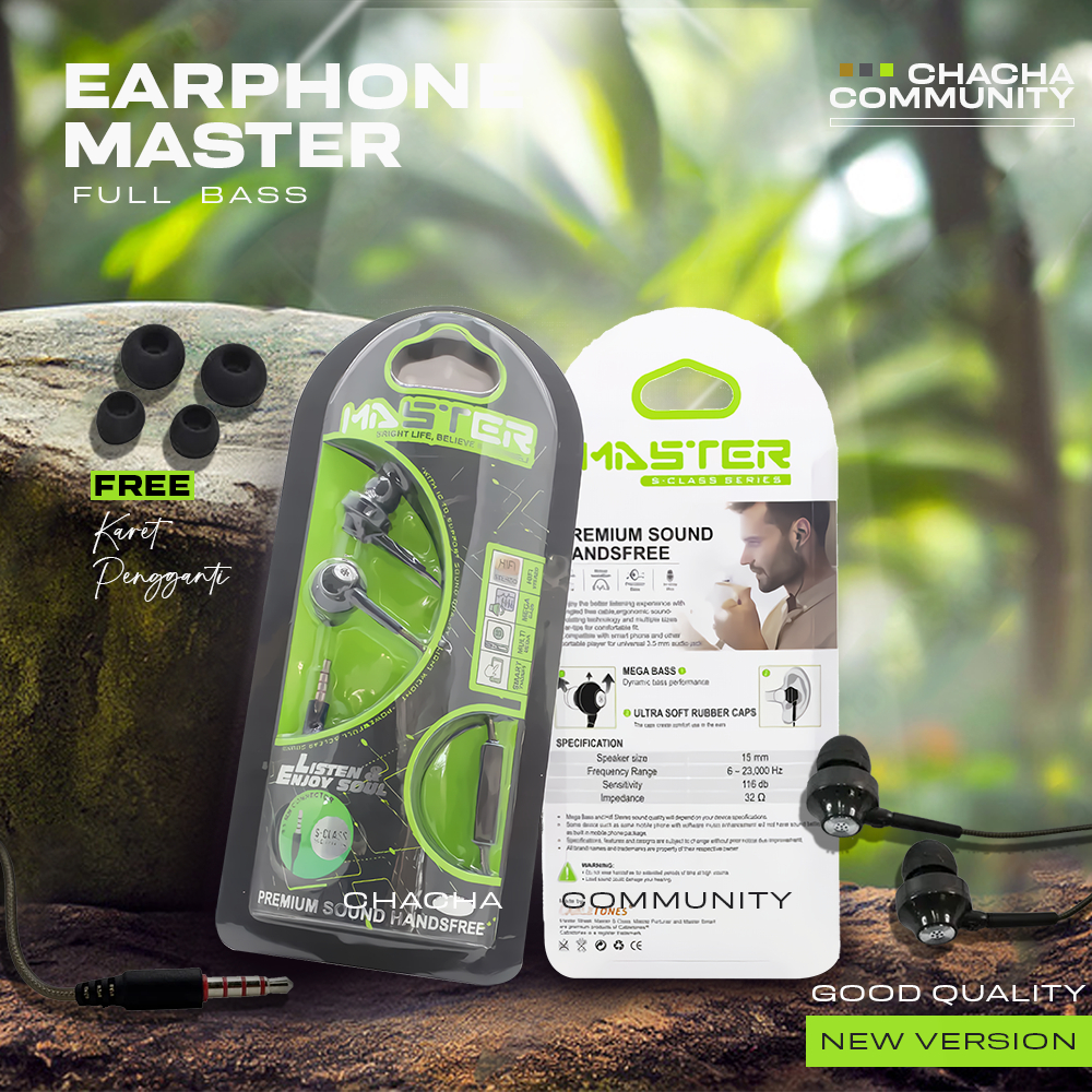 Headset Earphone Handfree Mega Bass Merk Master