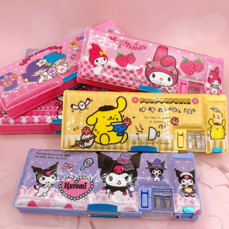 

LEEWOOS S5984 Kotak Pensil Sanrio/Kotak Pensil Magnet 2 Sekat / Kotak Pensil Anak Dilengkapi Rautan