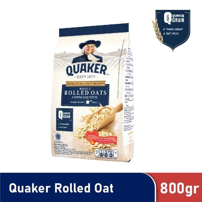 

Quaker Rolled Oats 800gr Quacker Oatmeal Whole Oats Tinggi Serat