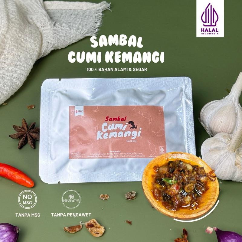

Sambal Magda - Sambal Cumi Kemangi 30 gram | sambal praktis kemasan sachet cumi