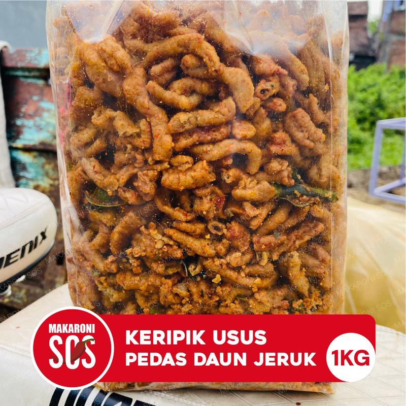 

usus crispy/keripik usus bumbu melimpah pedas daun jeruk/original daun jeruk kemasan 500gr 250gr