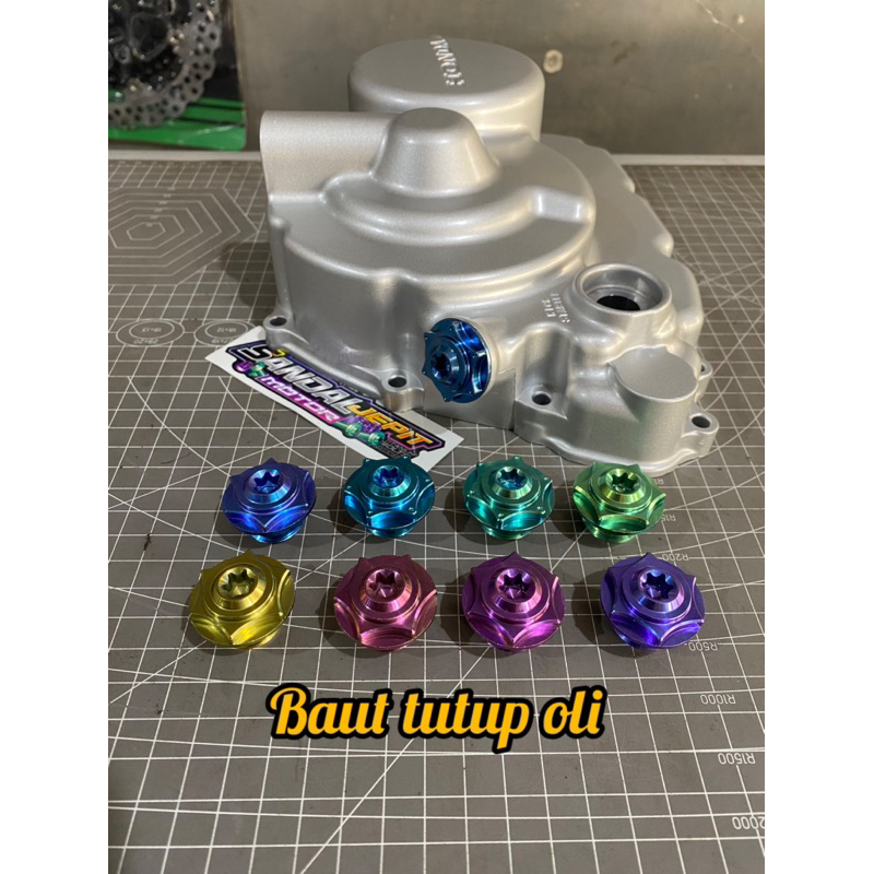 BAUT TUTUP OLI MESIN TITANIUM TUTUP OLI TITANIUM BAUT TITANIUM TUTUP OLI MESIN HONDA CB GL MEGAPRO T