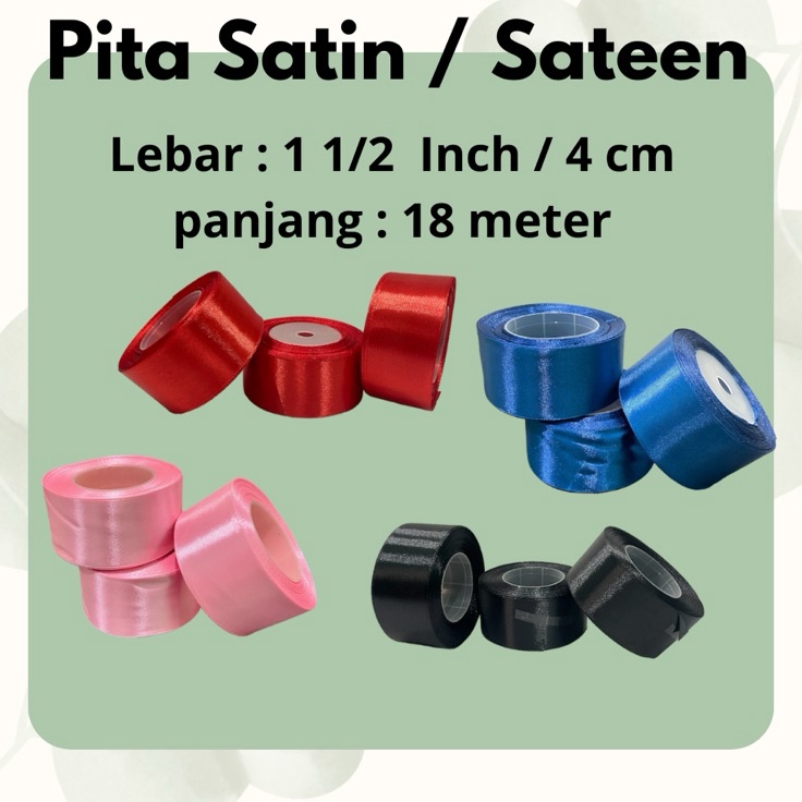 

PRODUCT TERPOPULER Pita Satin 1 12 inch 4cm 1 Roll 18 meter Pita Sateen pita kado pita hadiah