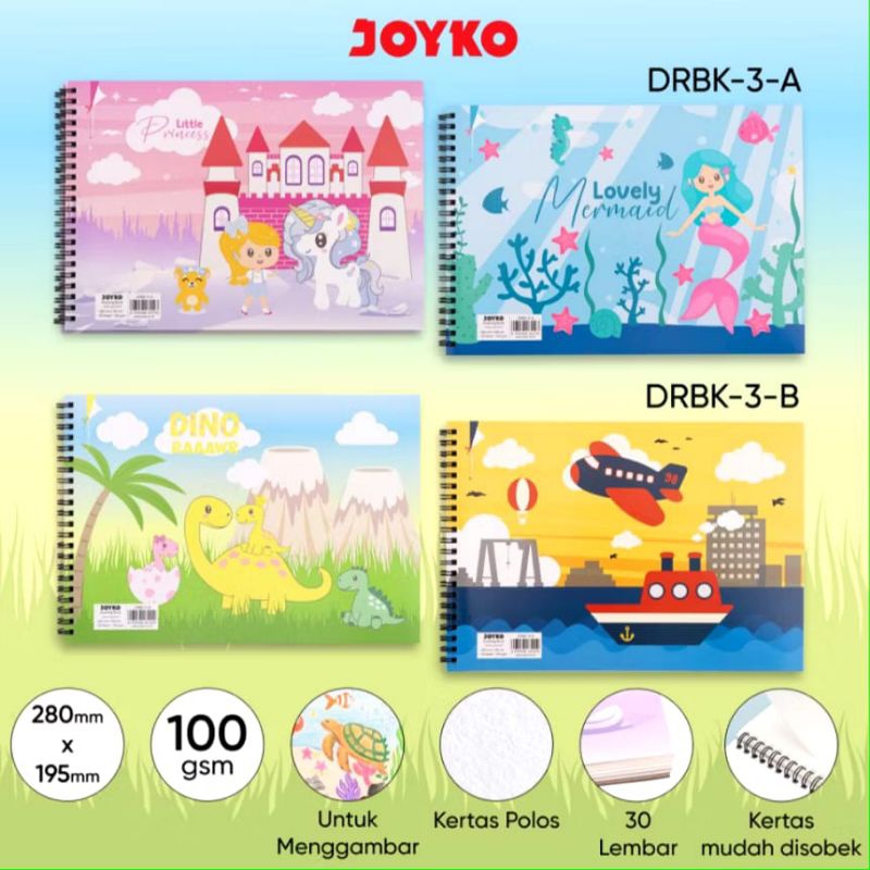 

(1 BUKU GAMBAR) BUKU GAMBAR SPIRAL JOYKO DRBK-3 / Drawing Book Spiral Joyko DRBK-3 280mm x 195mm