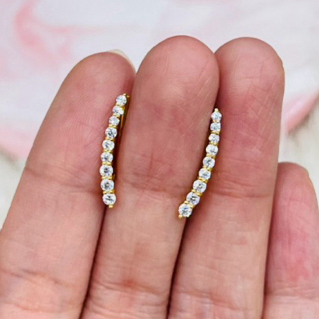 anting jepit baris permata murah simple elegant emas asli kadar 875