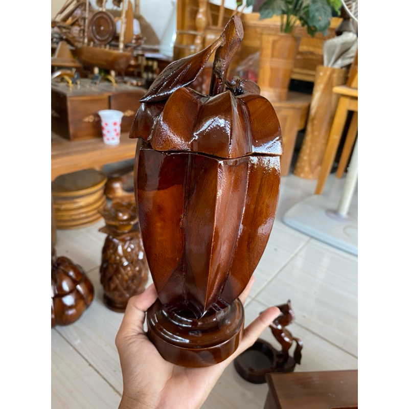 TOPLES KAYU JATI MOTIF BELIMBING/TOPLES TEMPAT PERMEN KAYU JATI/TOPLES KAYU JATI